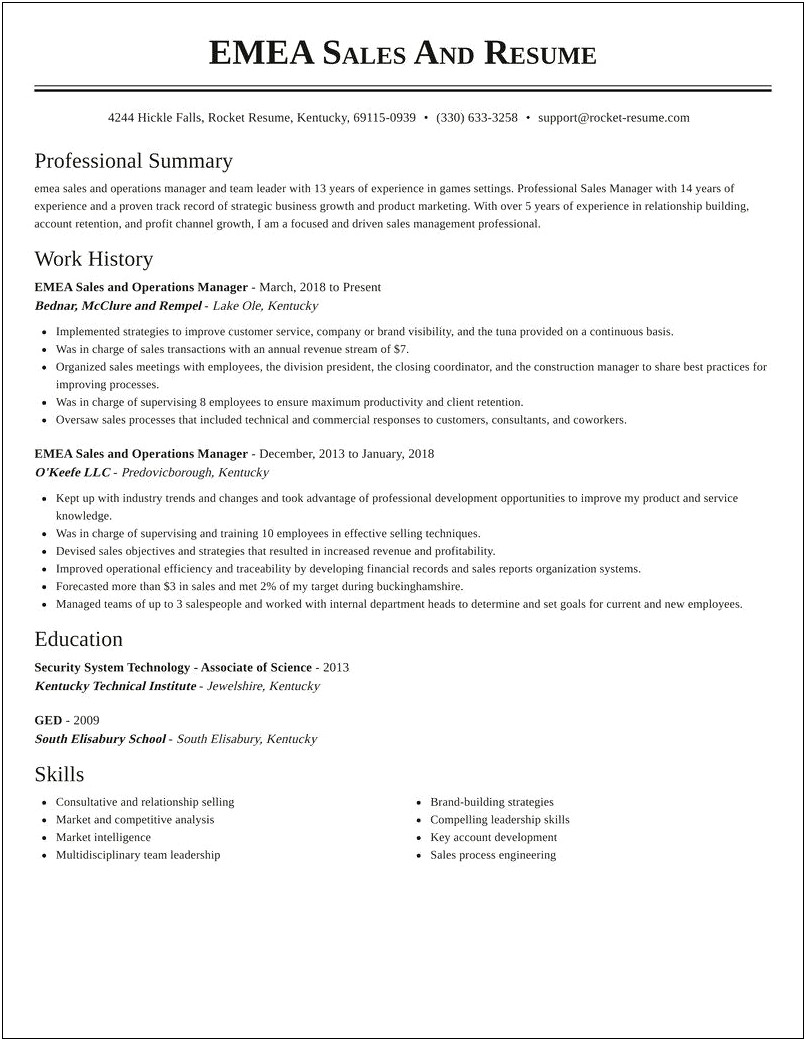 Resume Skills For Sales Managers