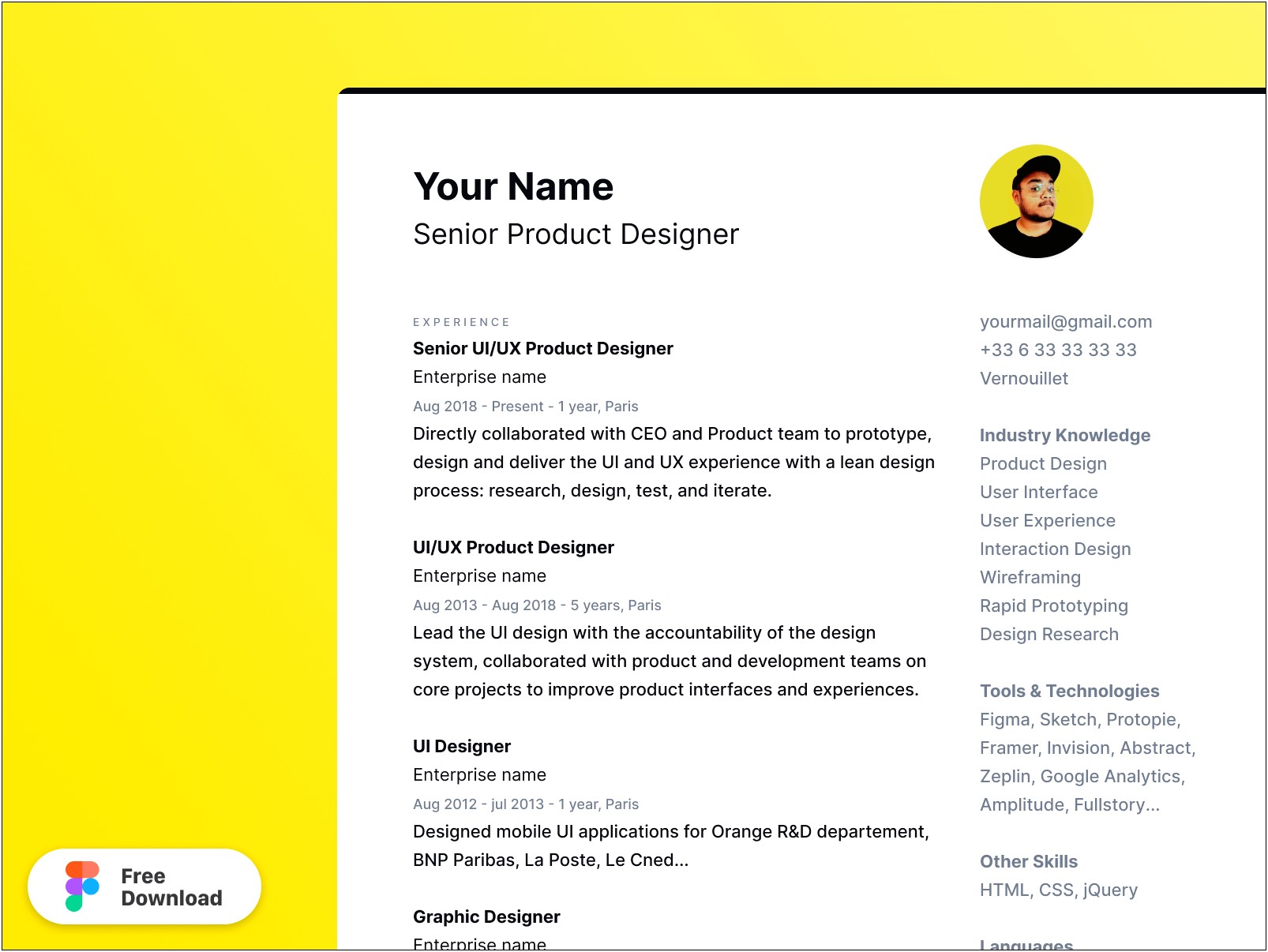 Resume Skills Graphic And User Interface Designer