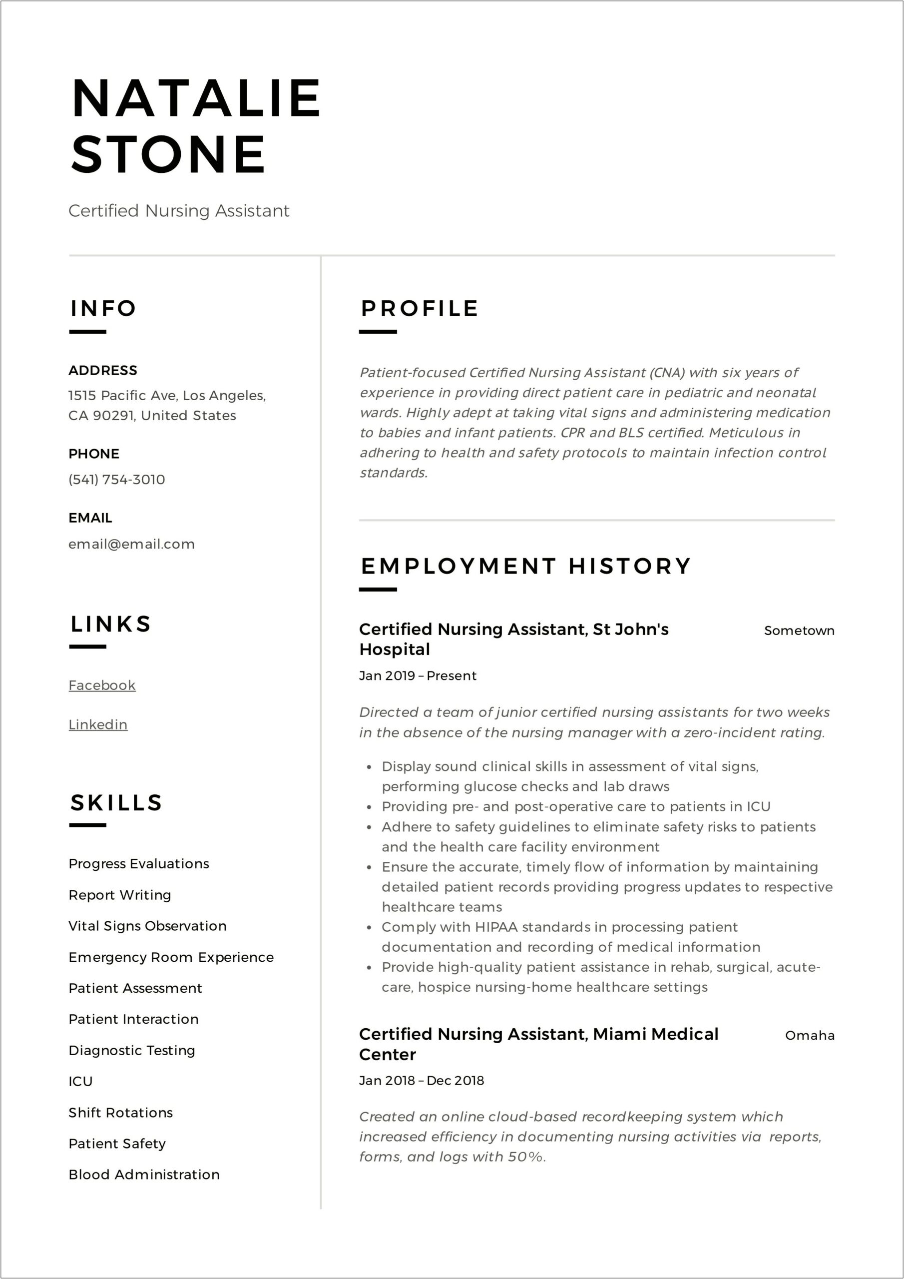 Resume Skills List For Nursing
