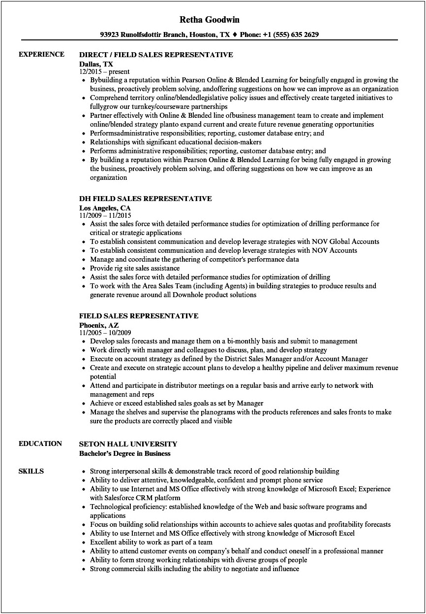 Resume Skills Questionnaire For Sales