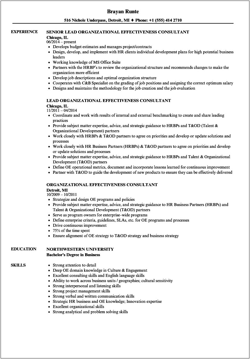 Resume Strong Organizational Or Management Skills Example