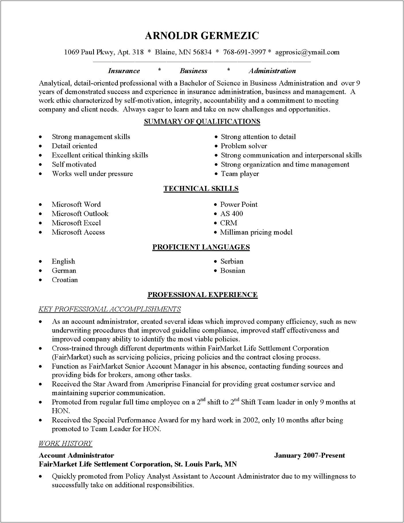 Resume Summary Examples Career Change