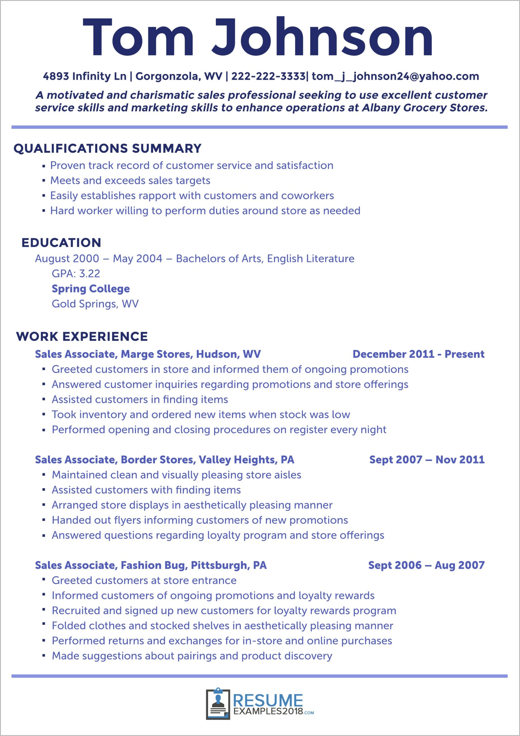 Resume Summary Examples College Students