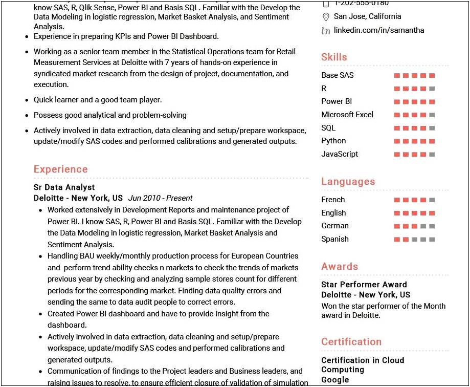 Resume Summary Examples Data Analyst