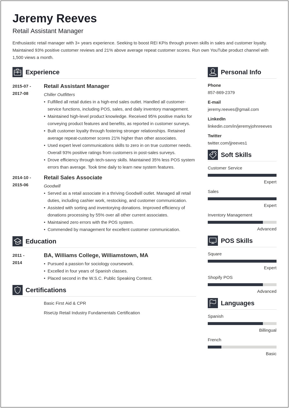 Resume Summary Examples For Assistant Manager