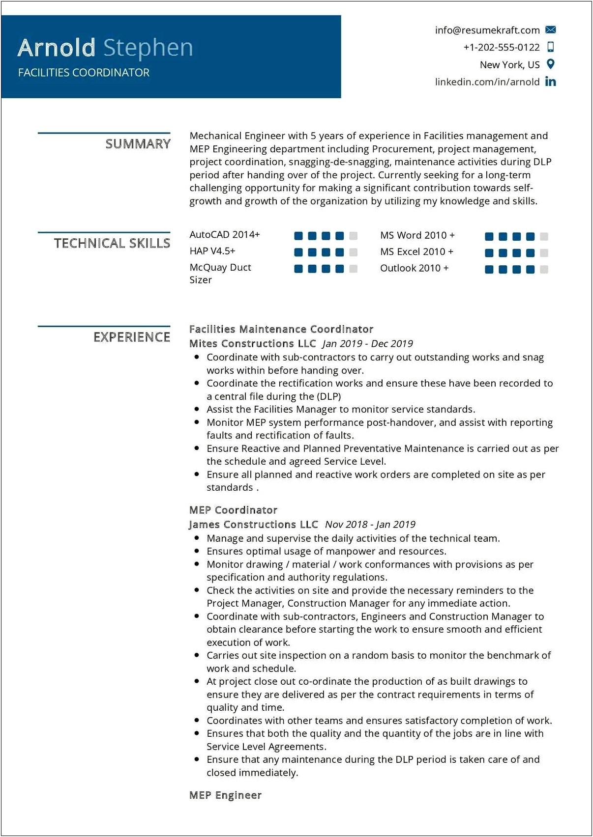 Resume Summary Examples For Facilities Manager