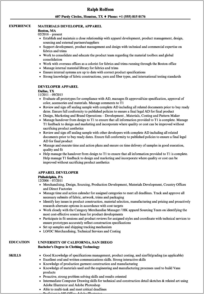Resume Summary Examples For Fashion
