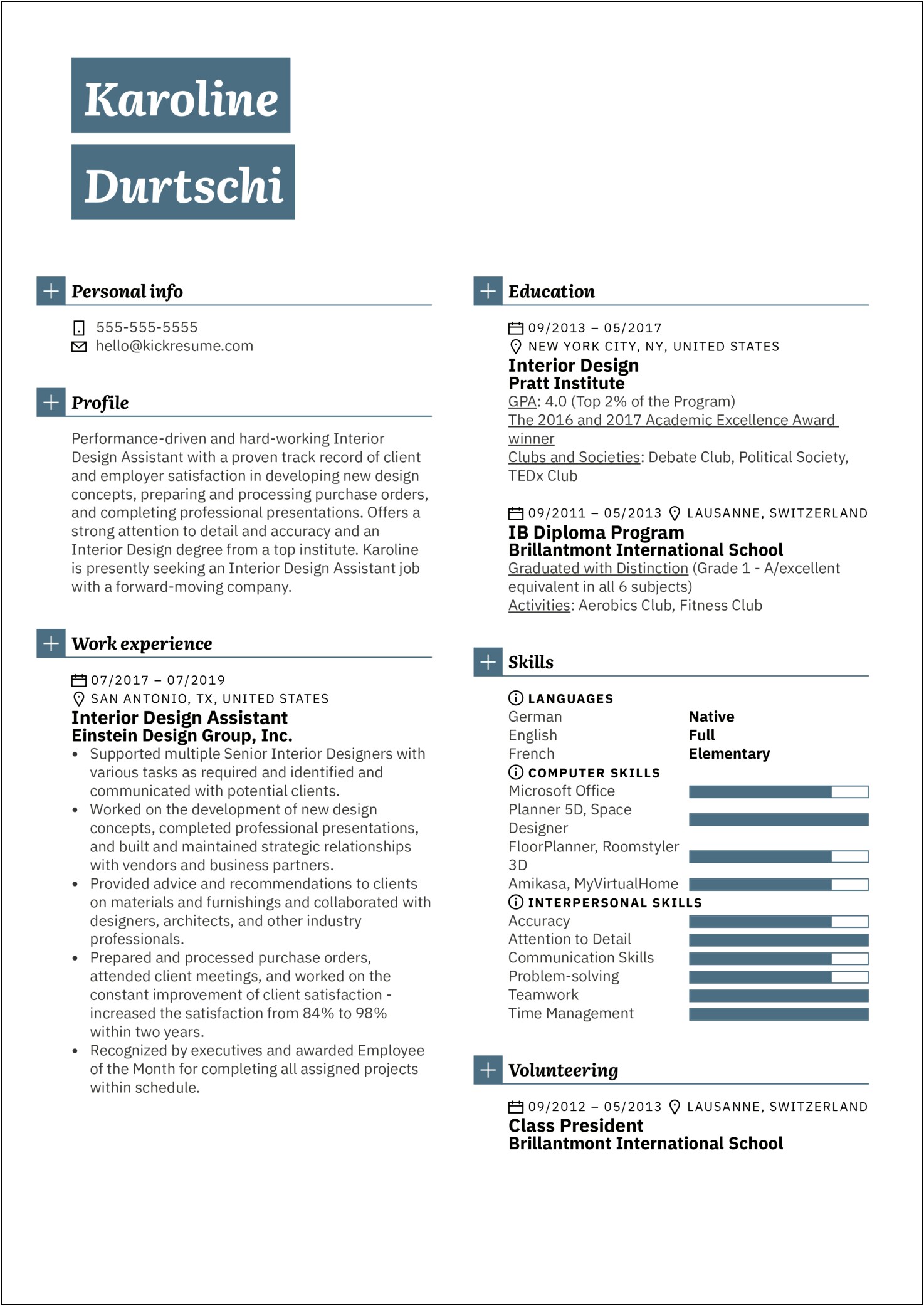 Resume Summary Examples For Interior Designers