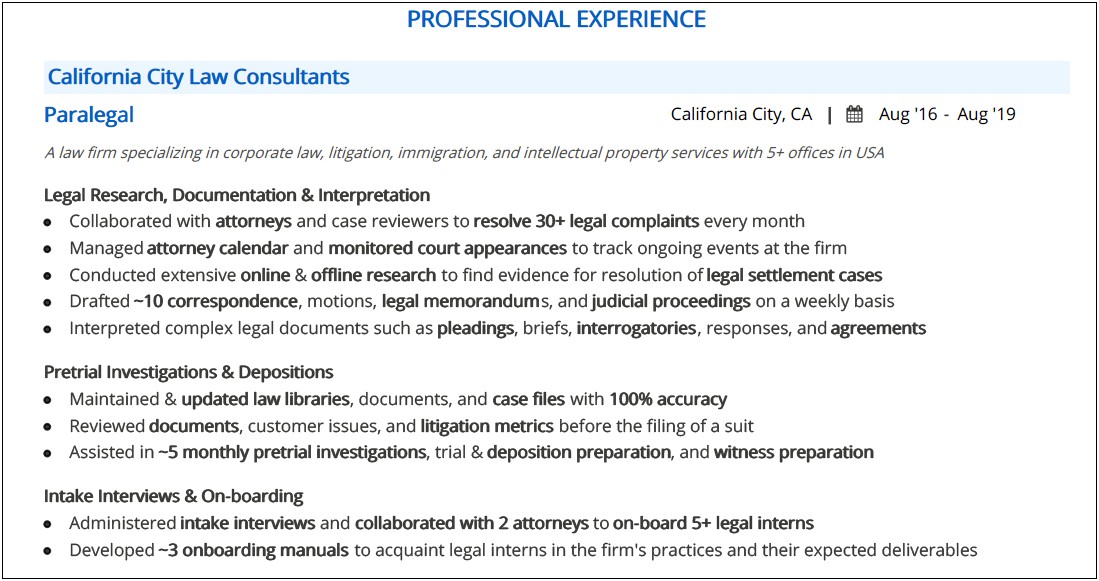 Resume Summary Examples For Paralegal