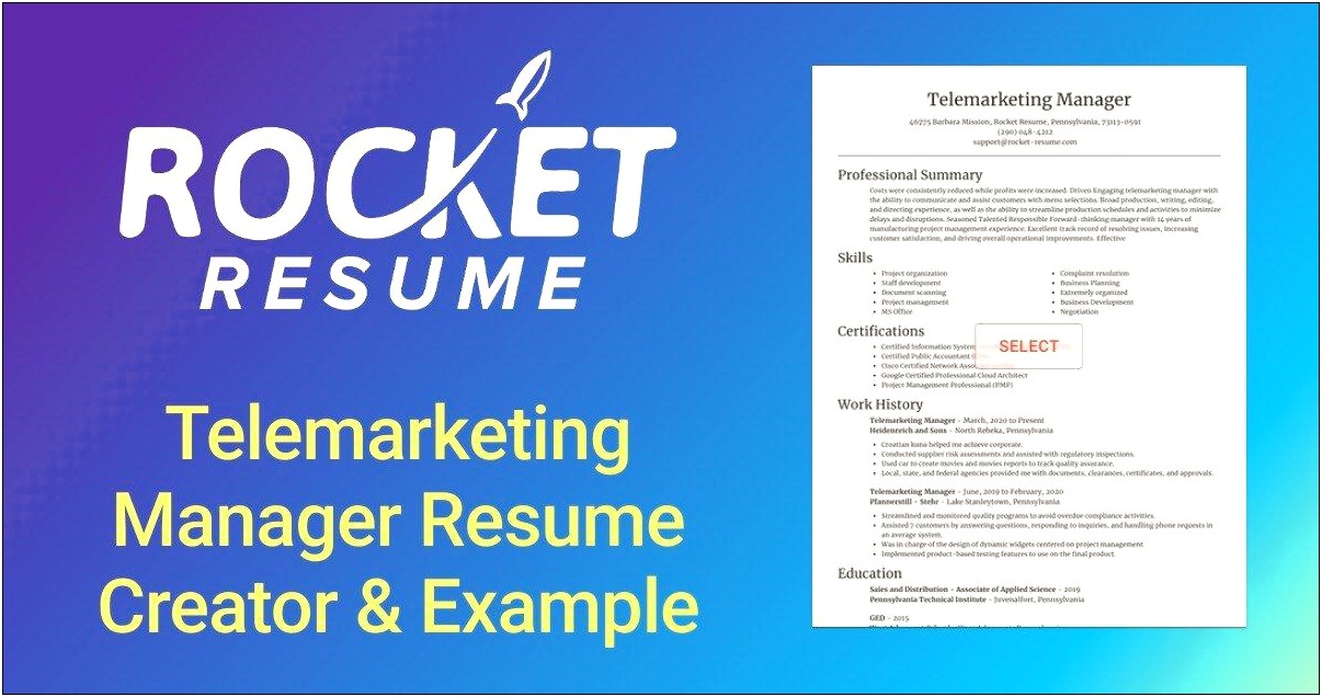 Resume Summary Examples For Telemarketing