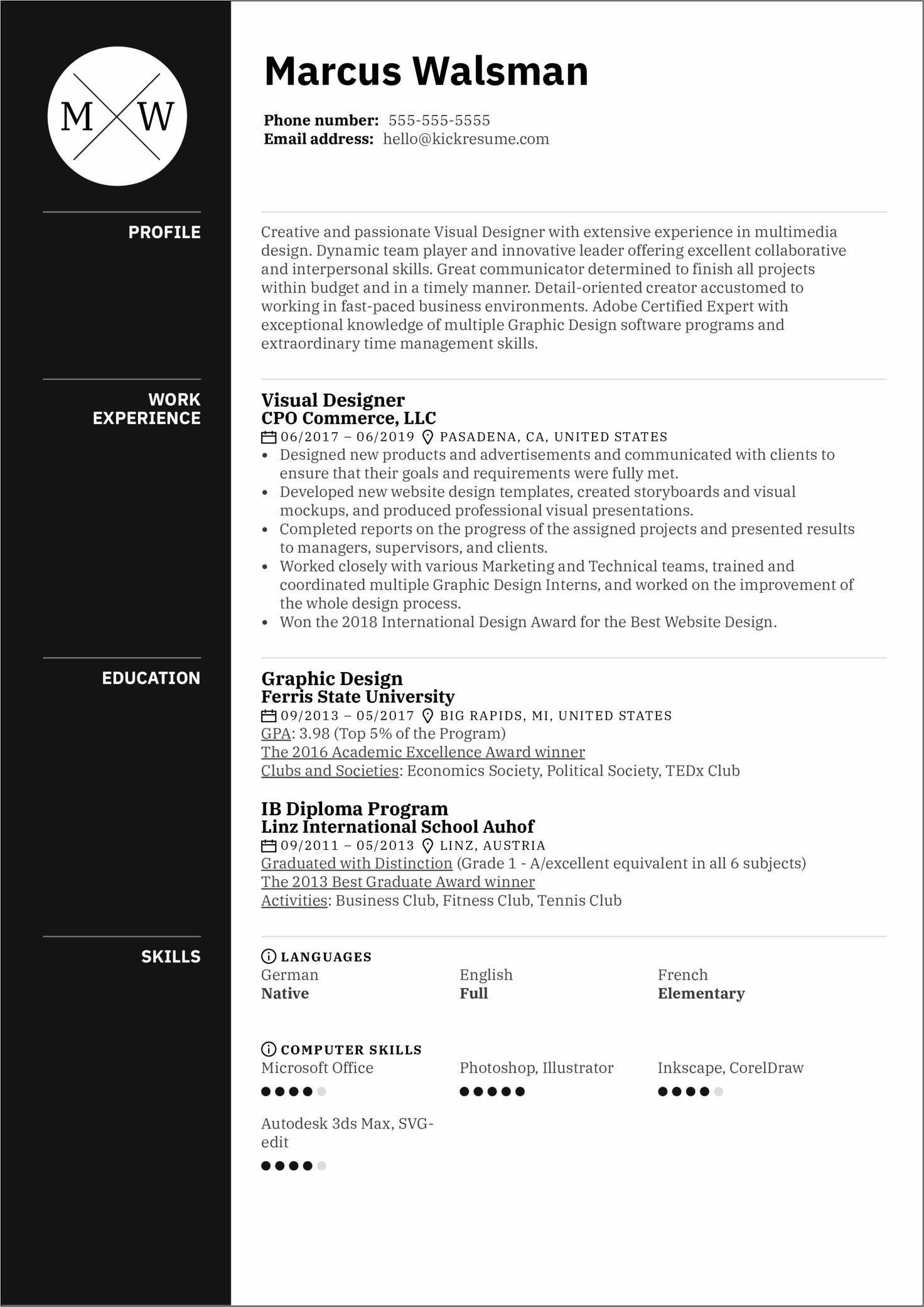 Resume Summary Examples Graphic Design