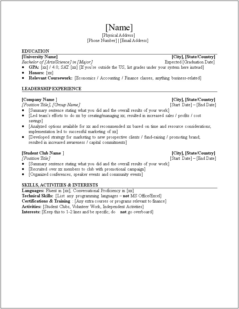 Resume Summary For A Investment Accountant