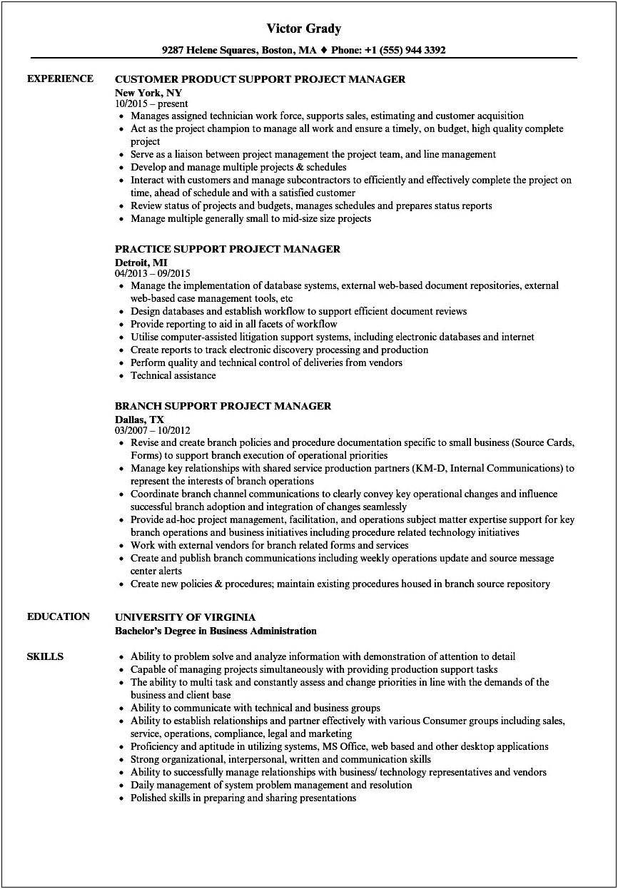 Resume Summary For An Project Implementation Manager