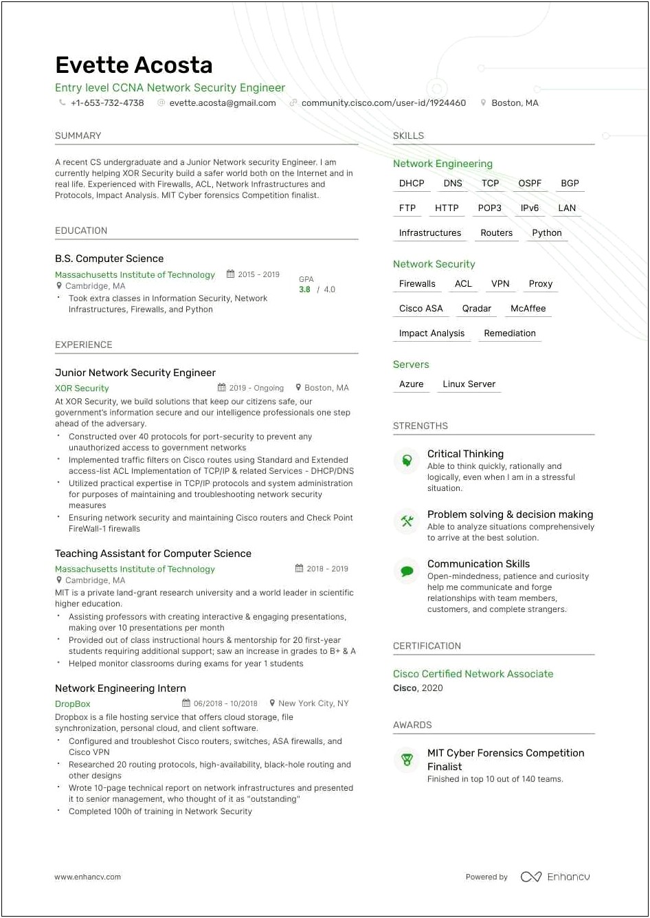 Resume Summary For Computer Science Student