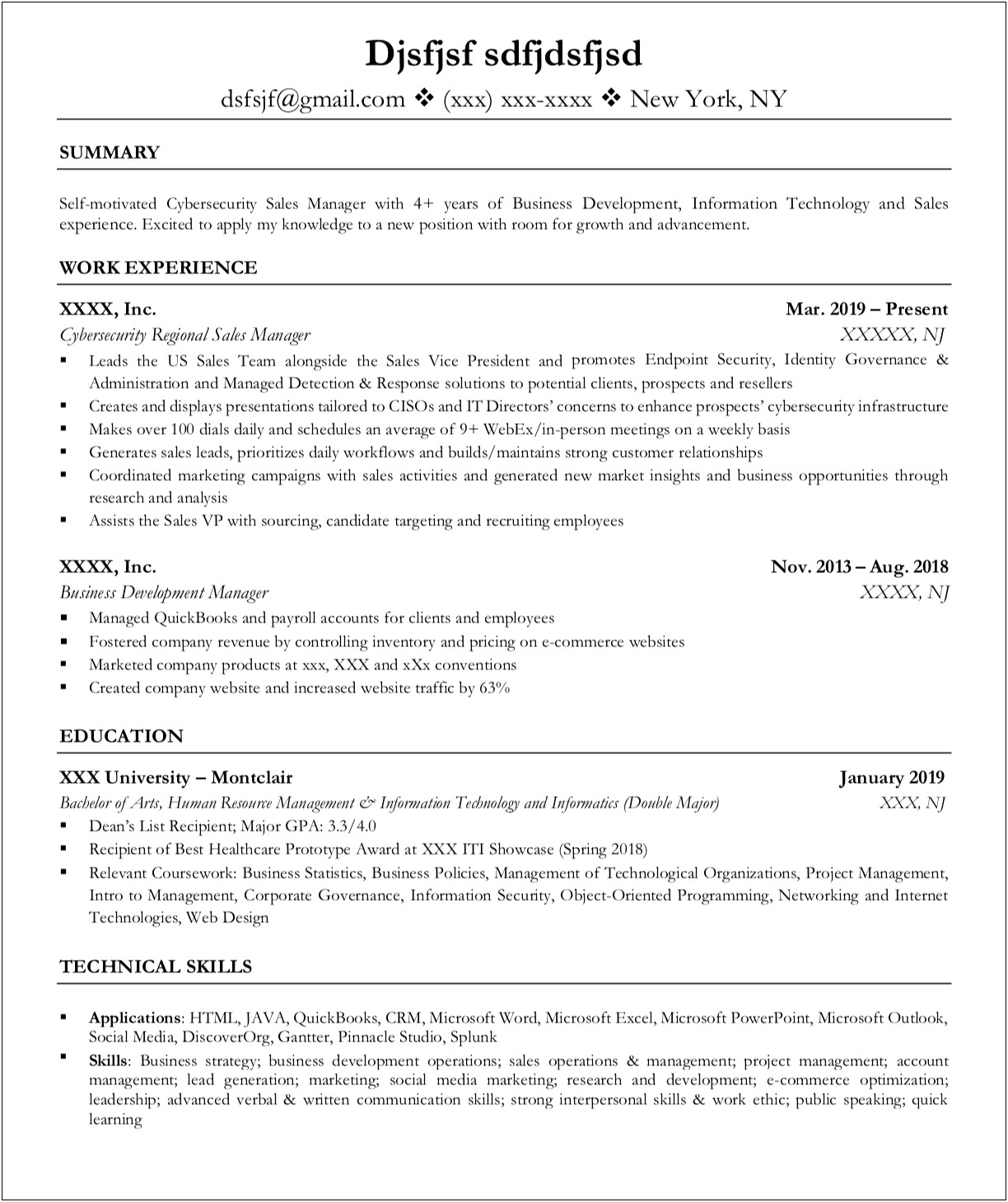 Resume Summary For Information Techology Major