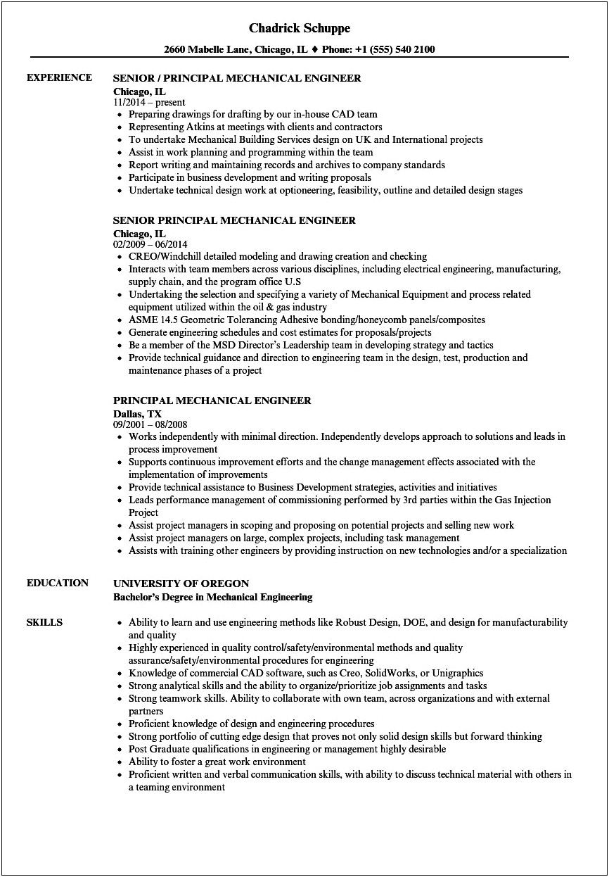 Resume Summary For Mechanical Engineer Phd