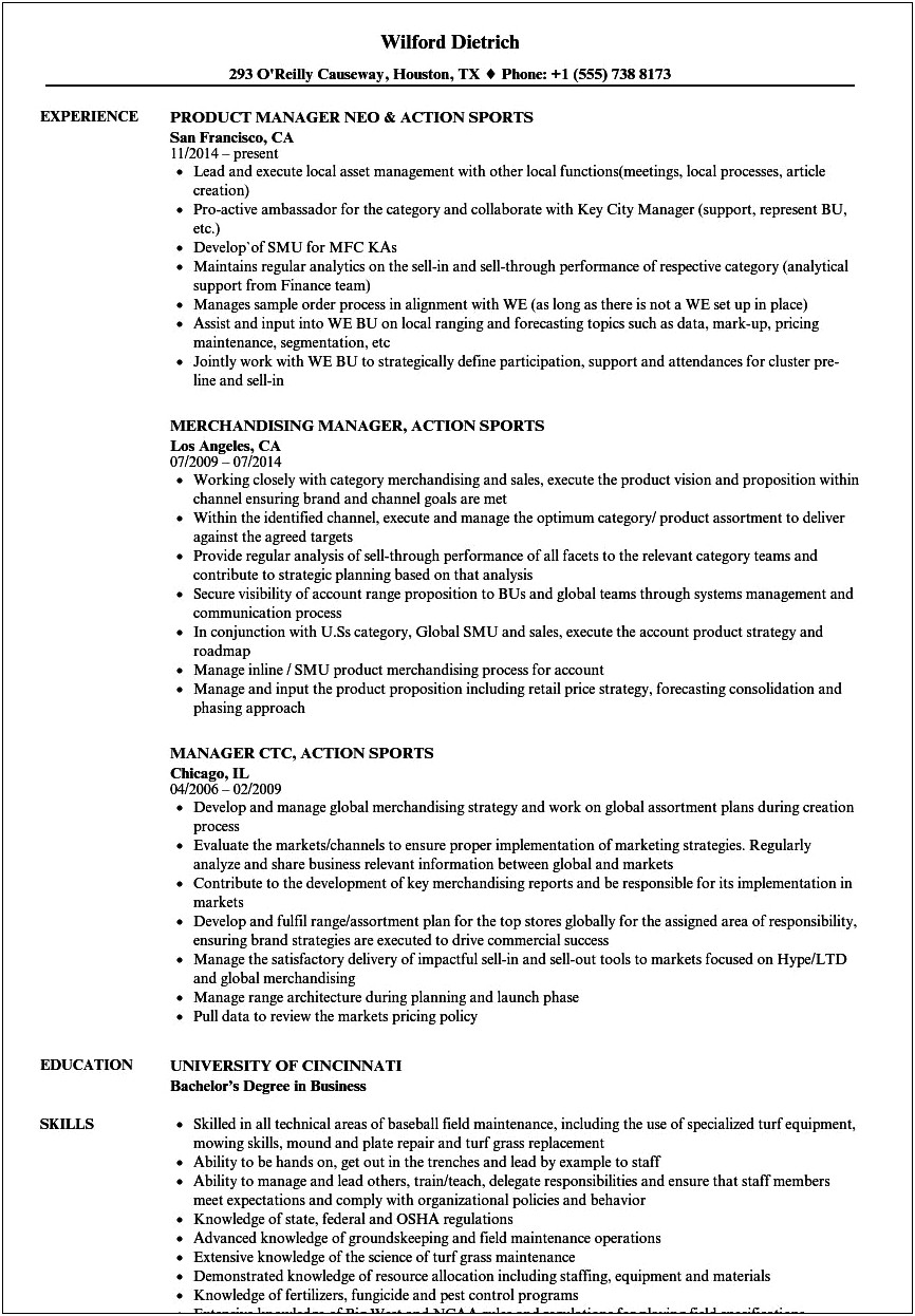Resume Summary For Sport Marketing Students