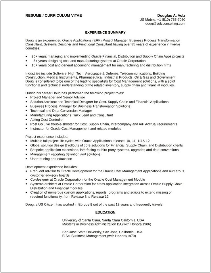 Resume Summary For System Analyst Role