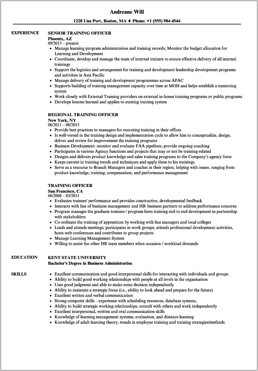 Resume Summary Of A Previuosly Employed Liaison Officer