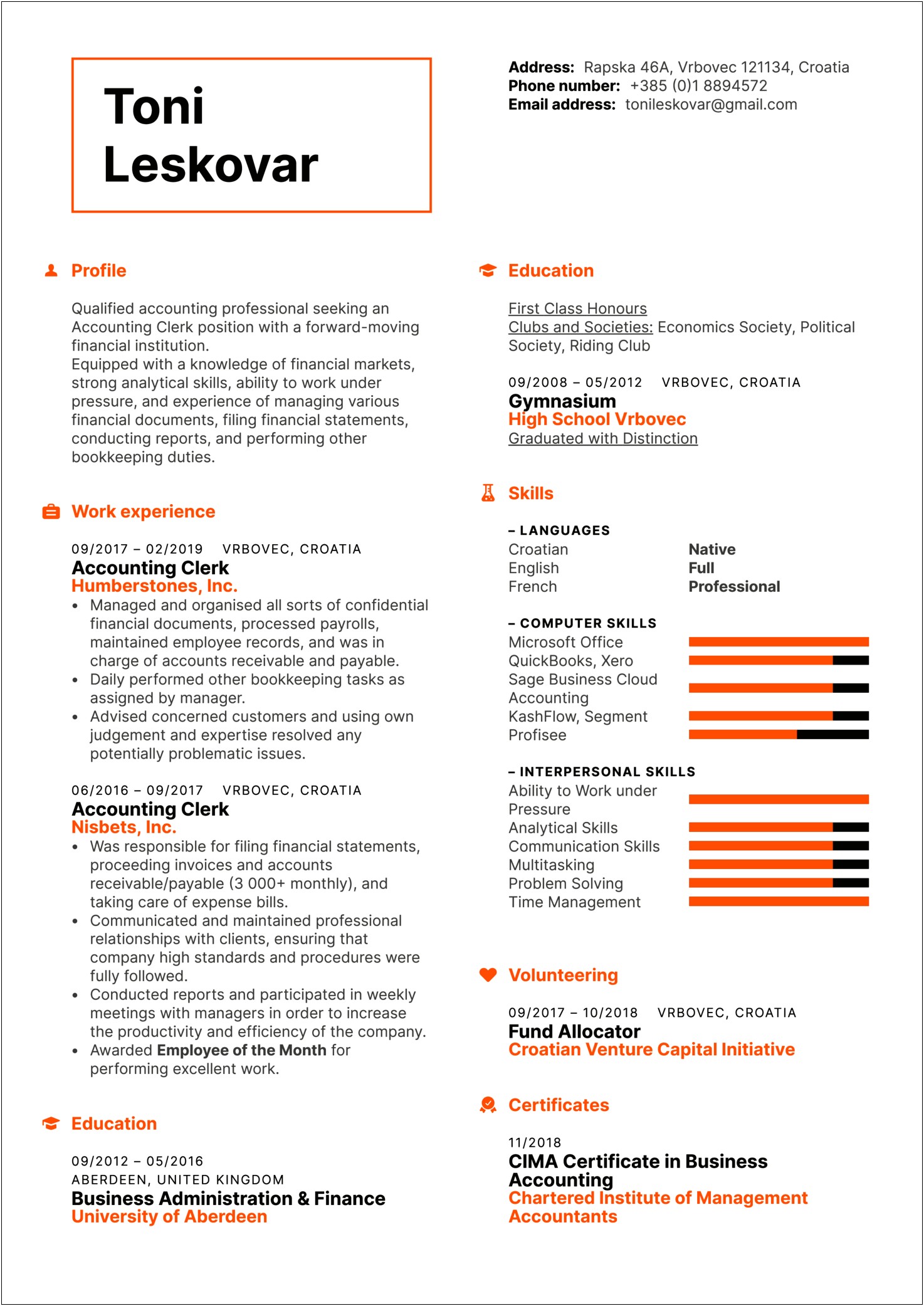 Resume Summary Statememnt For Accounts Receivables