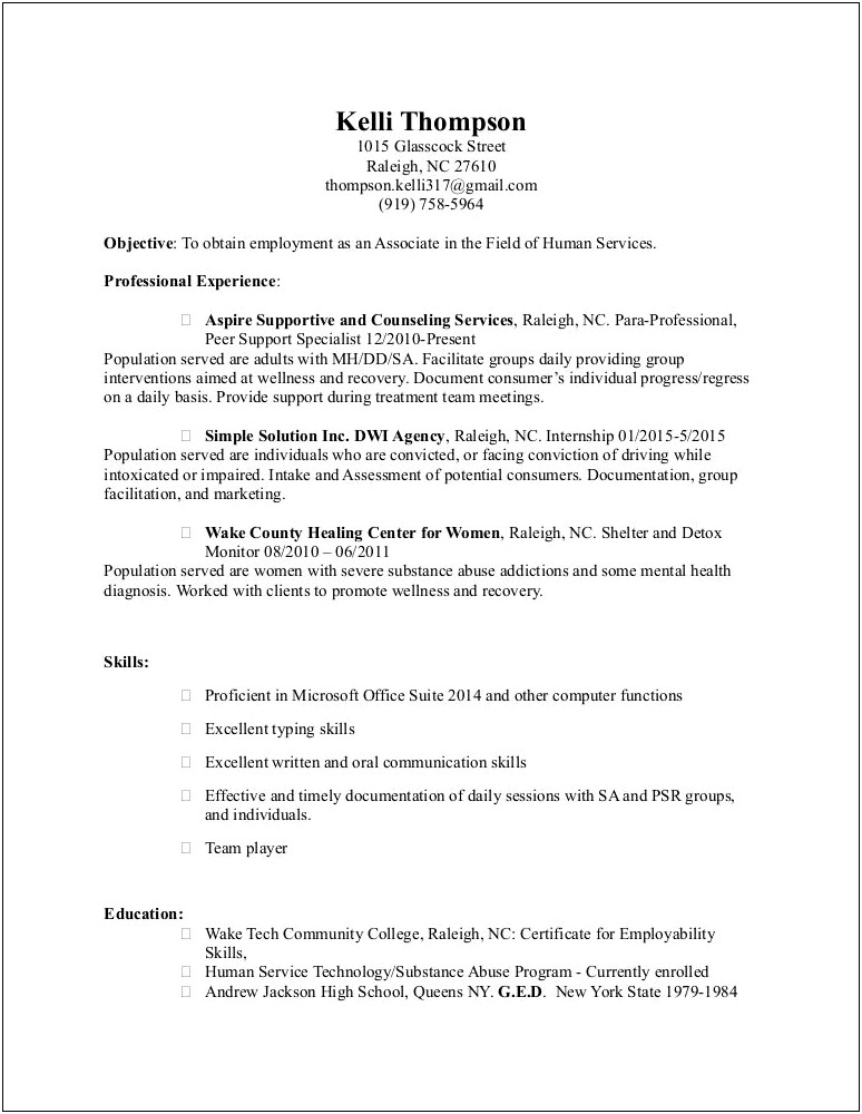 Resume Summary Statement For Peer Support Specialist