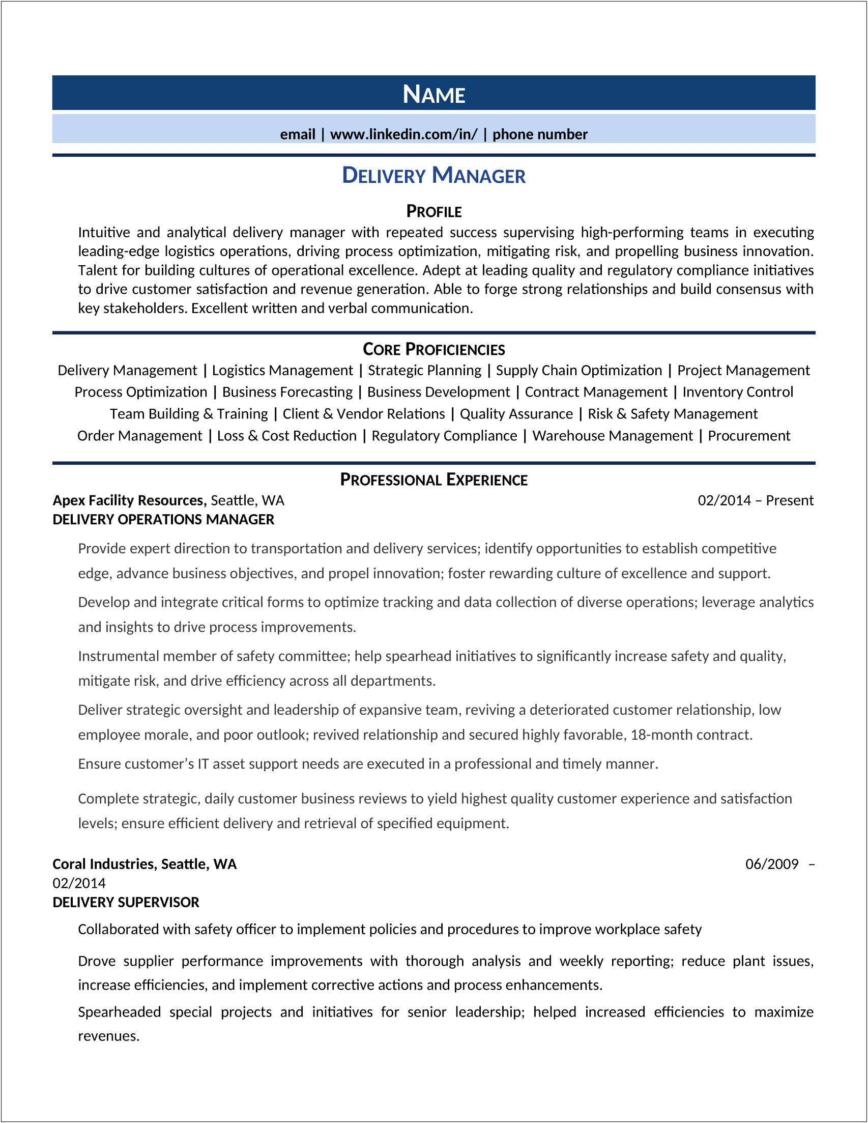 Resume Summary Supply Chain Examples