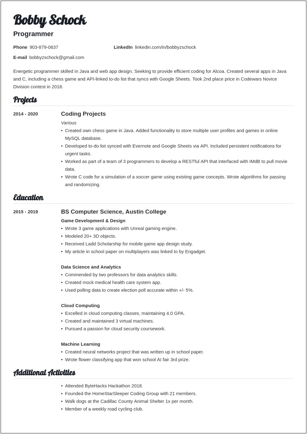 Resume Summary With No Experience Examples