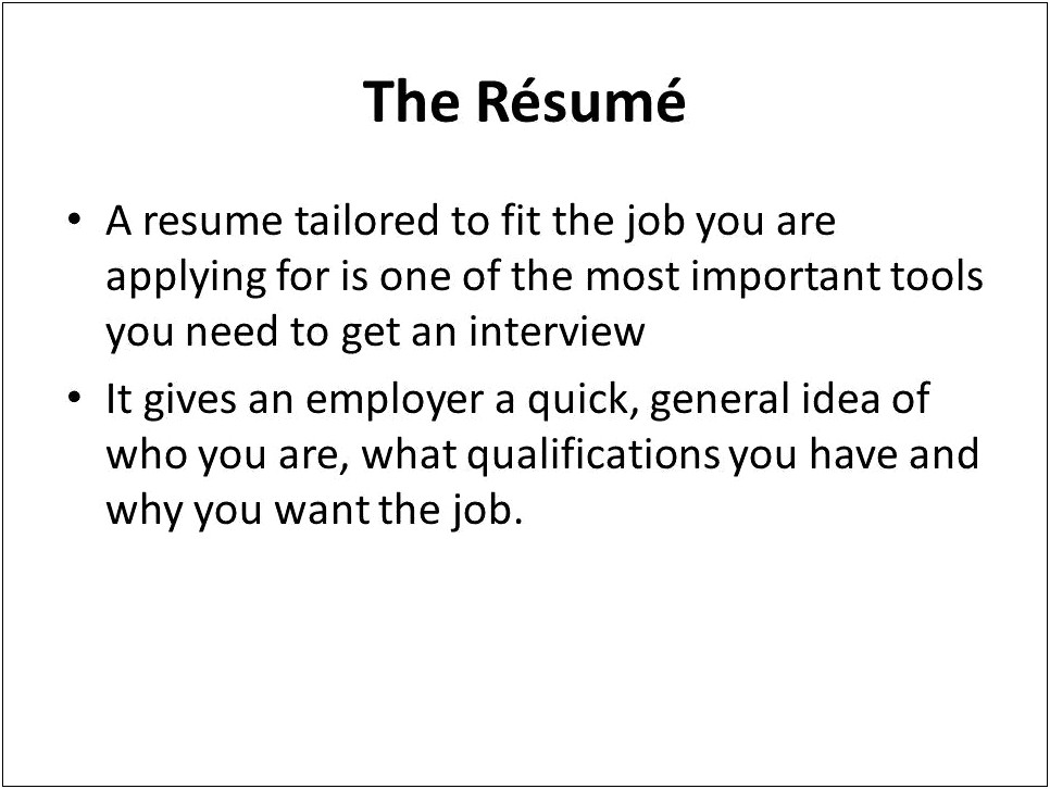 Resume Tailored For The Job