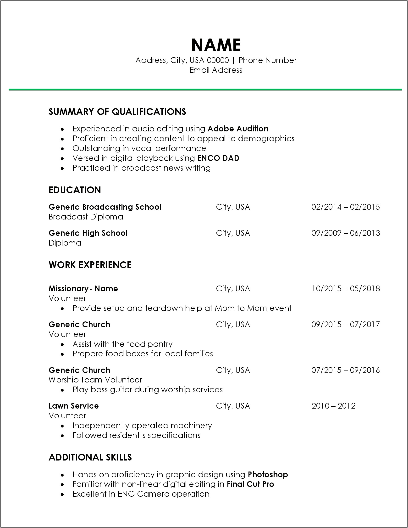Resume Talking About School Work As Experience