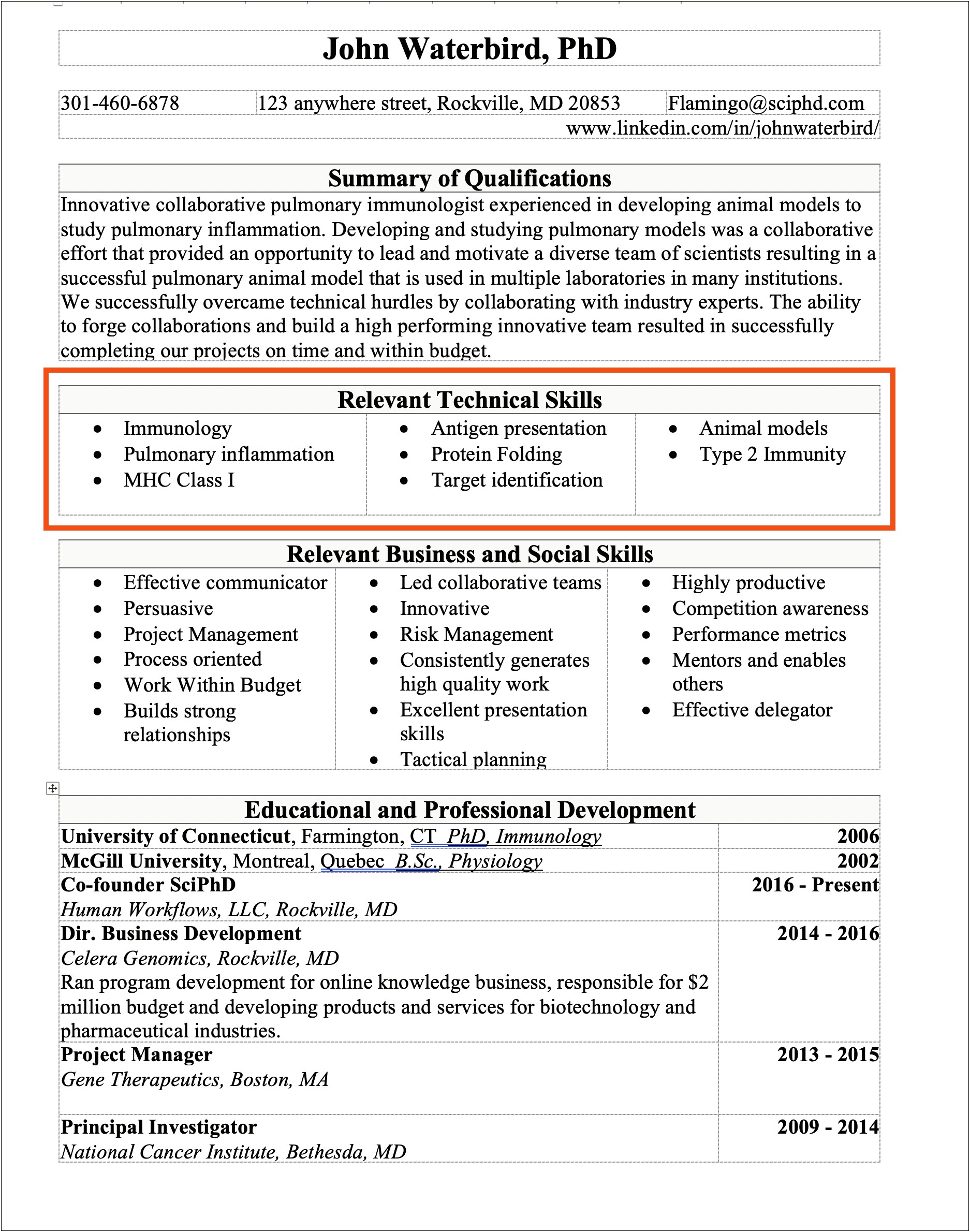 Resume Technical Skills And Achieveemnts