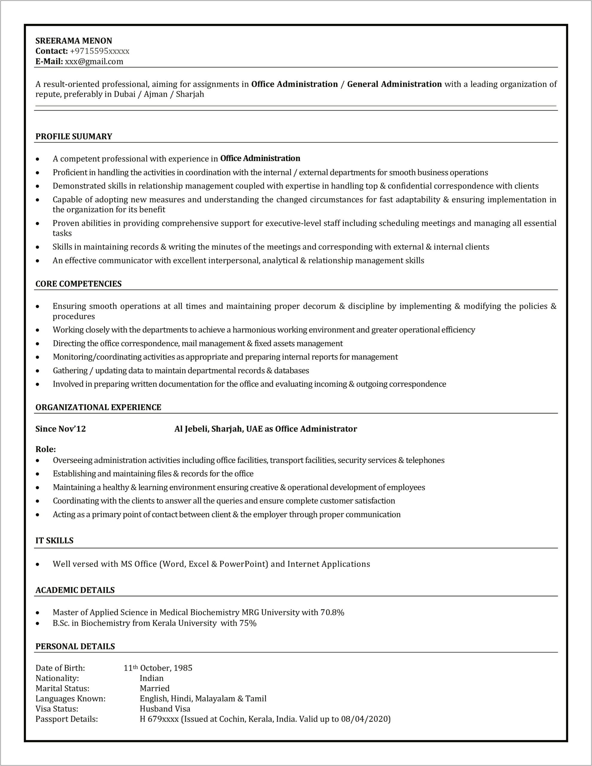 Resume Template Companion Llc With Offices
