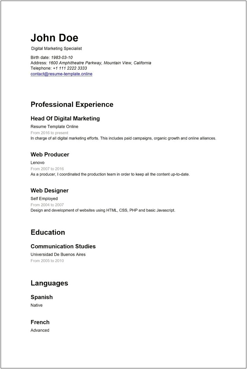 Resume Template Download Free Maximize Space