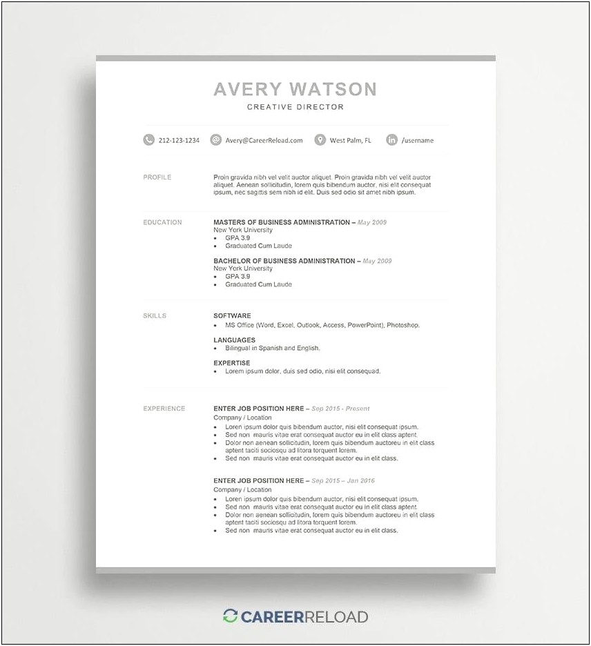 Resume Template Entry Level Free
