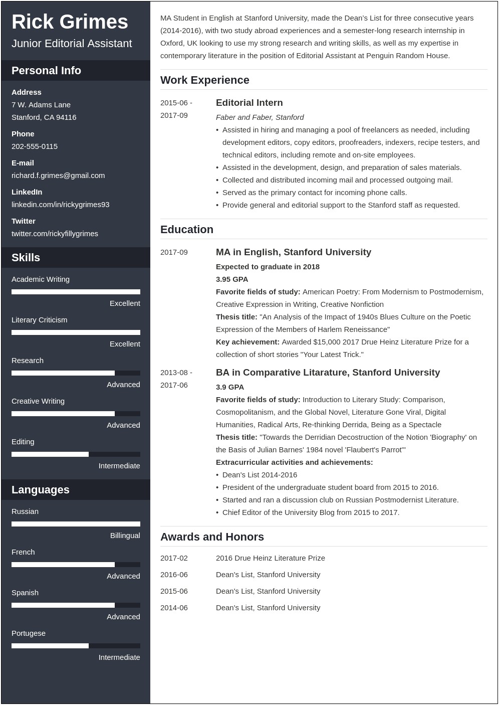 Resume Template Entry Level Jobs