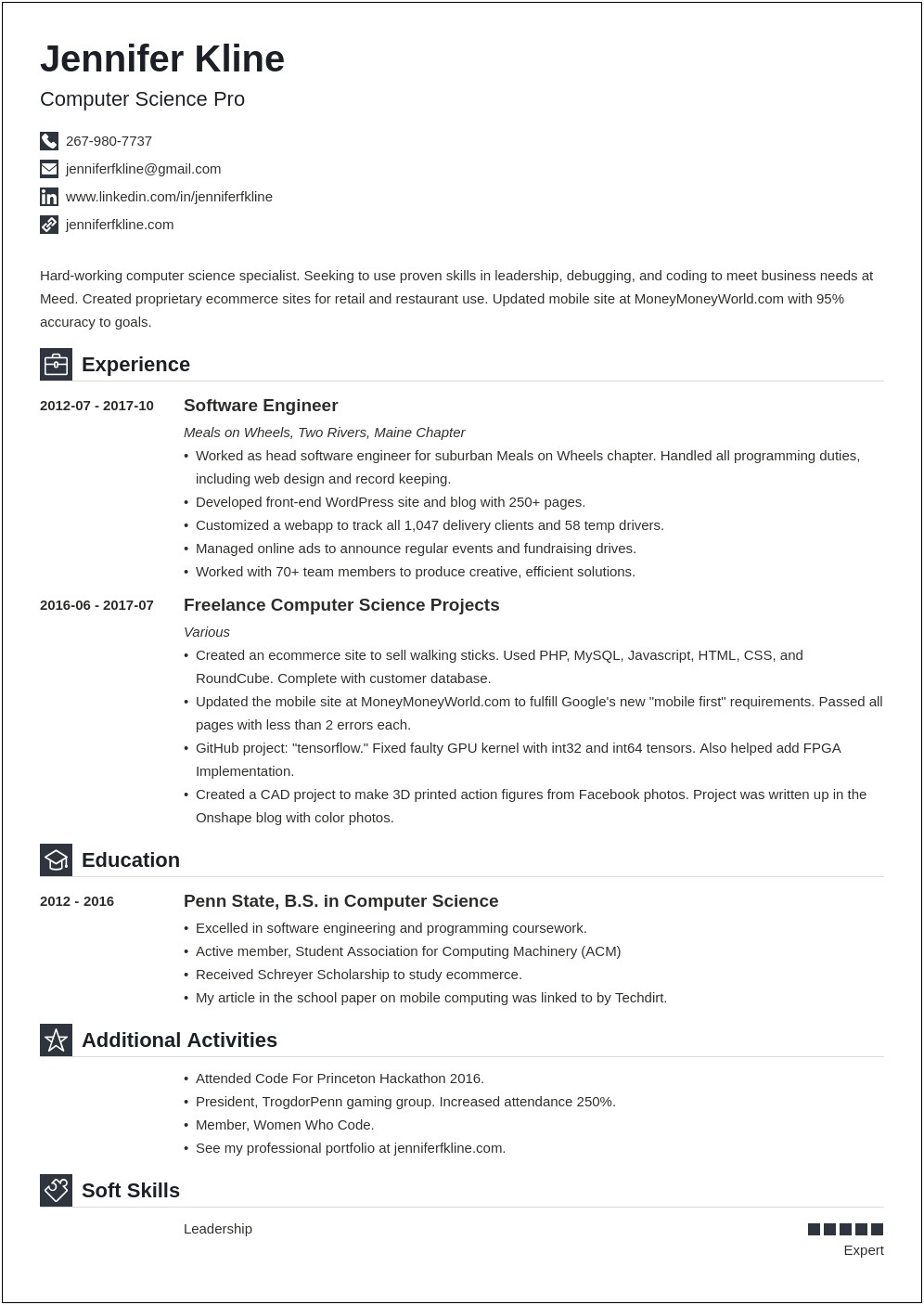 Resume Template For A Clinic Volunteering Opportunity
