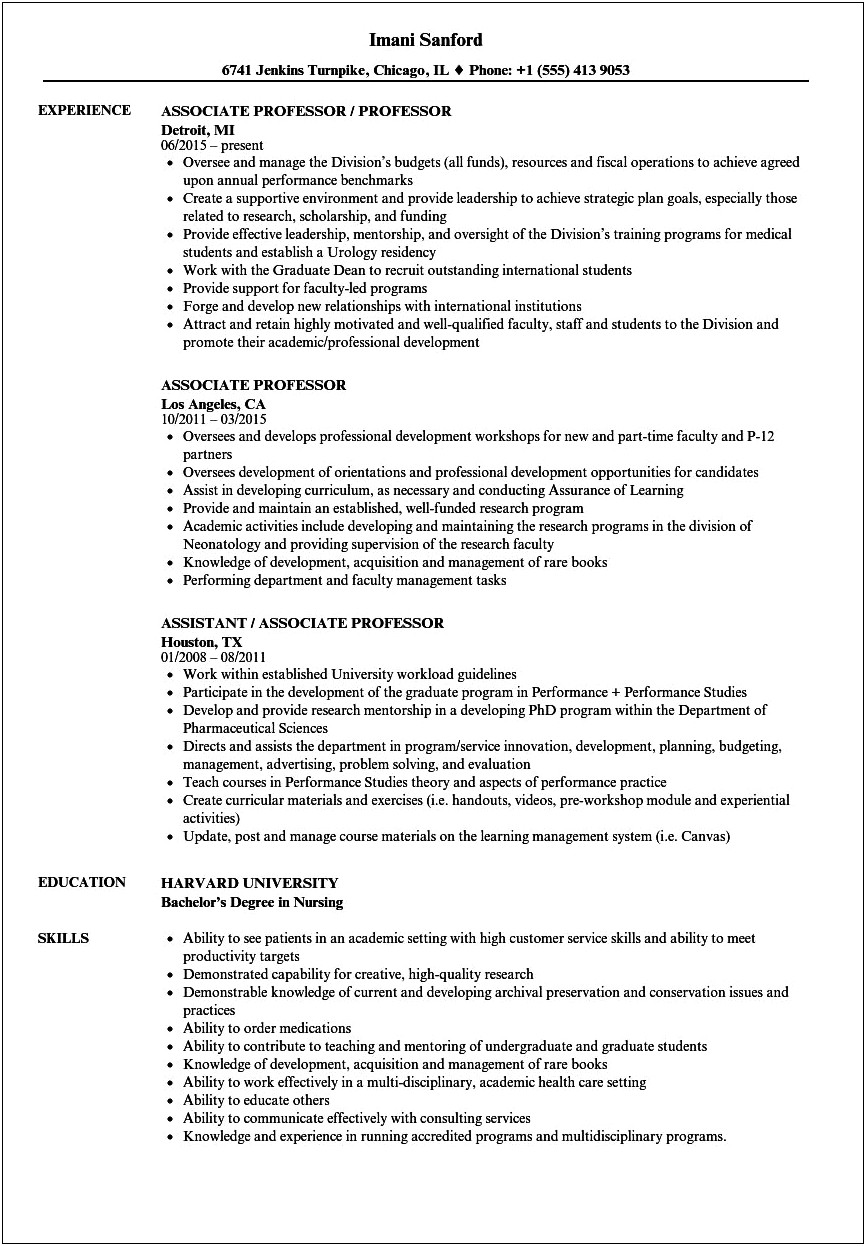 Resume Template For Assistant Professor In Engineering College