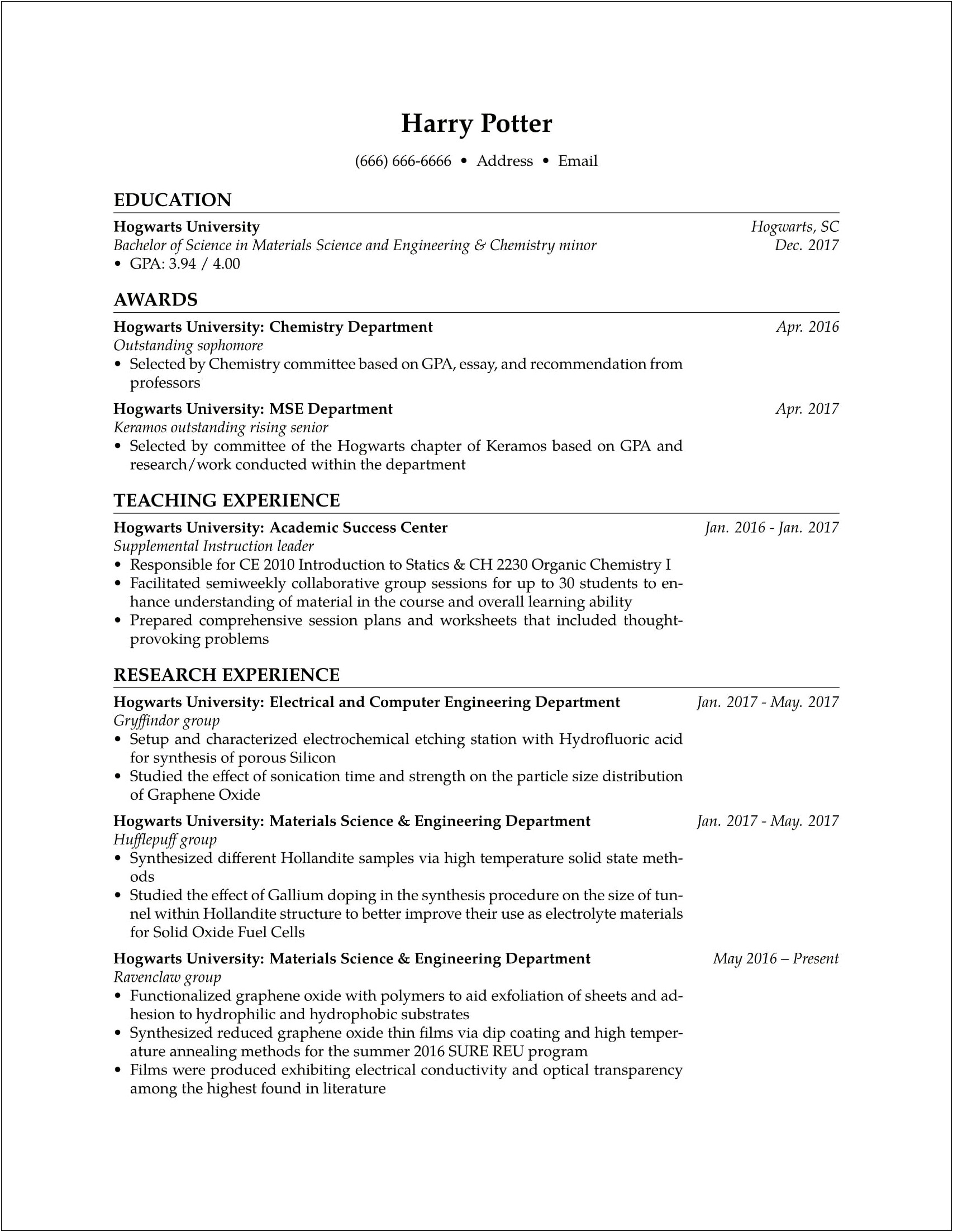 Resume Template For Currently In Grad School