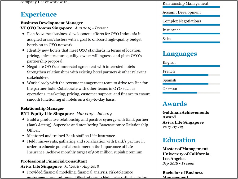 Resume Template For Customer Relationship Manager