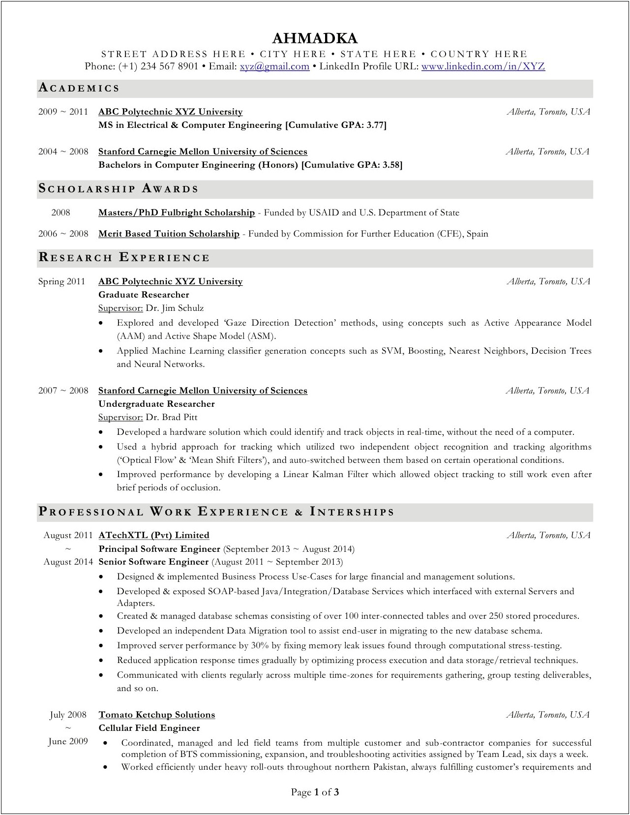 Resume Template For Graduate School In Computers