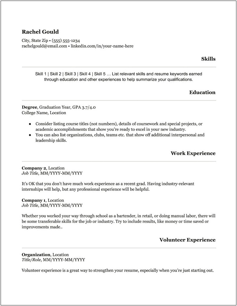 Resume Template For Lots Of Experience