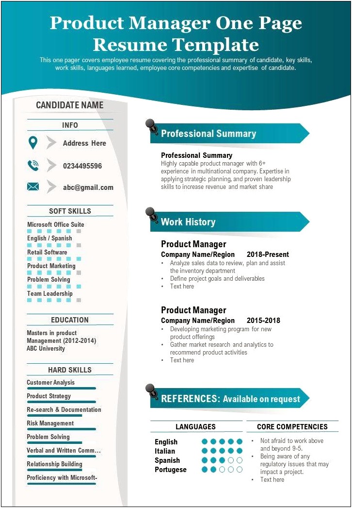 Resume Template For Product Manager