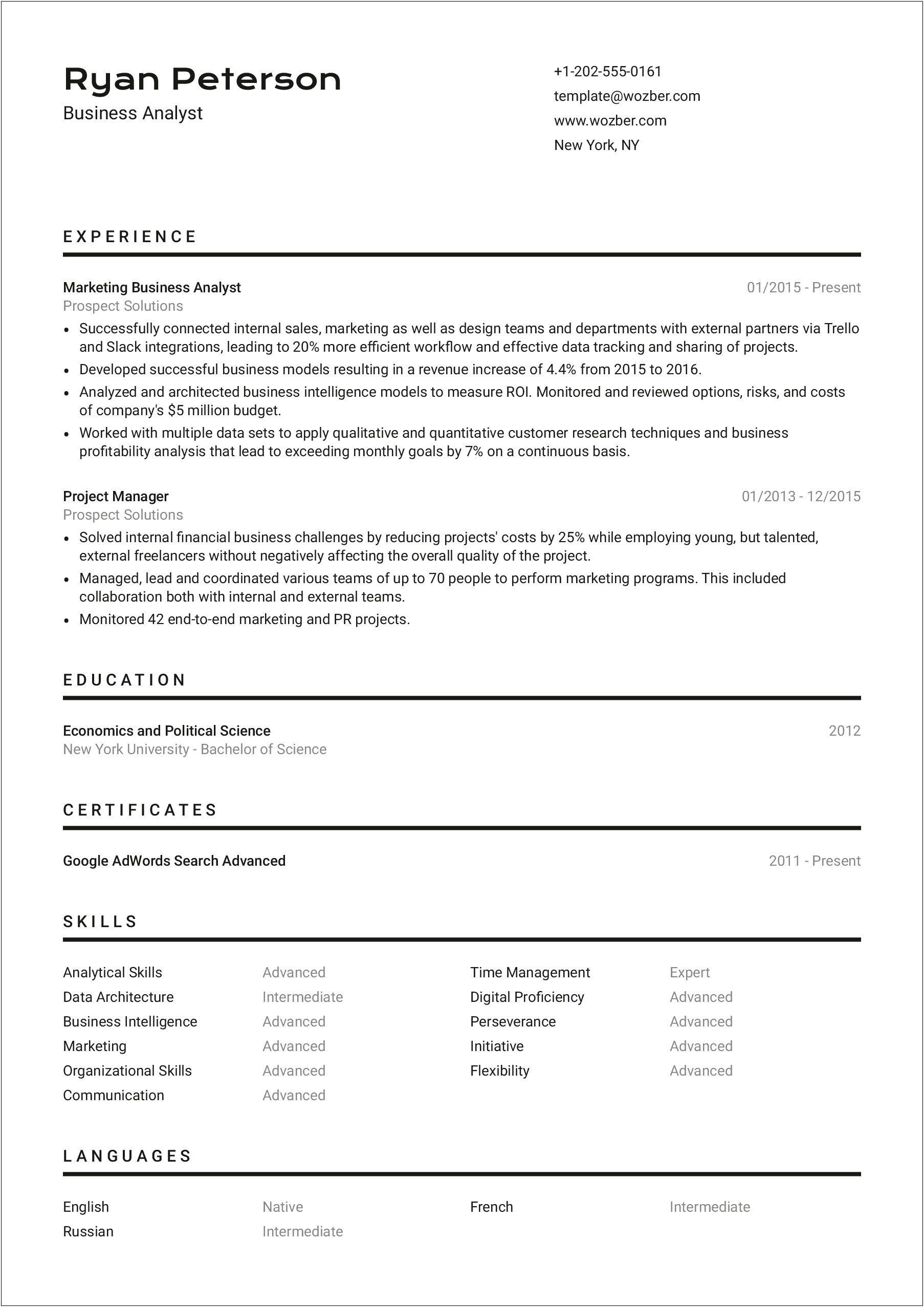 Resume Template For Us Jobs