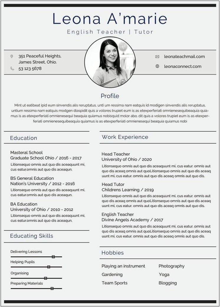Resume Template Free Download For Teachers