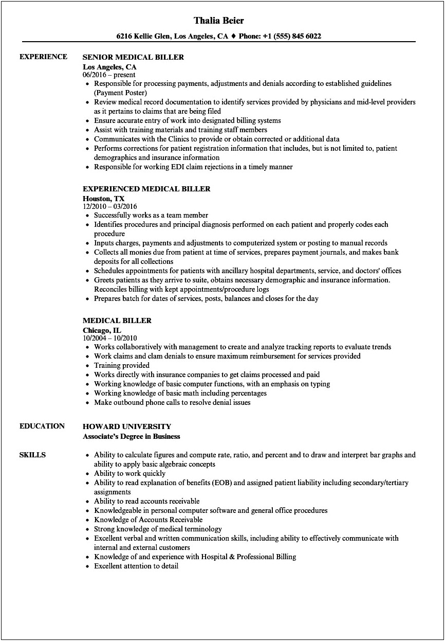 Resume Template Medical Coder No Experience