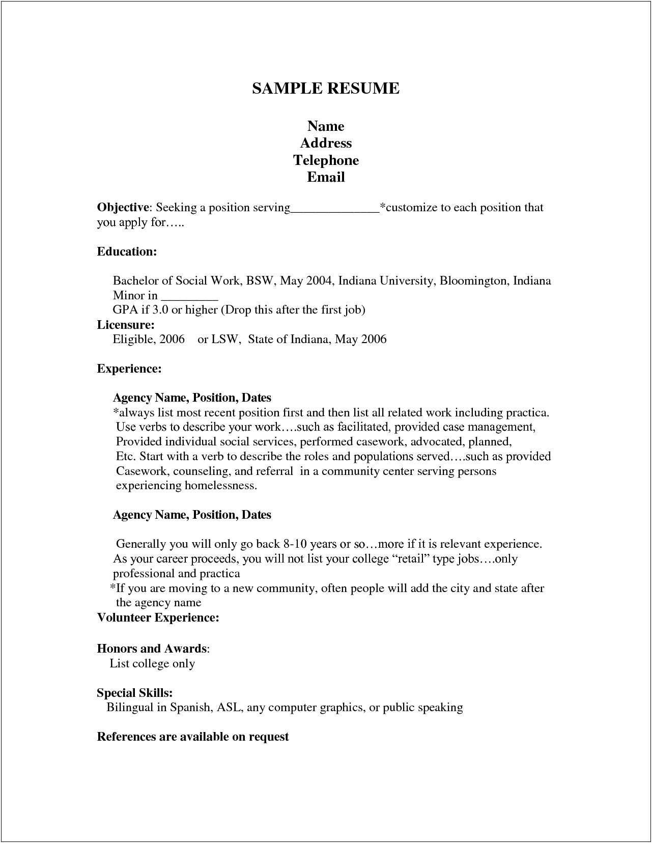 Resume Template Recent Job Listed First