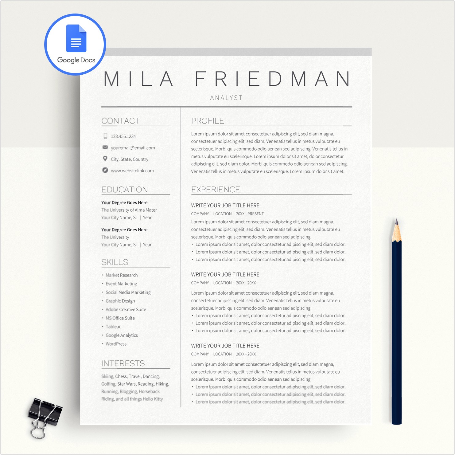 Resume Template To Apply For Google