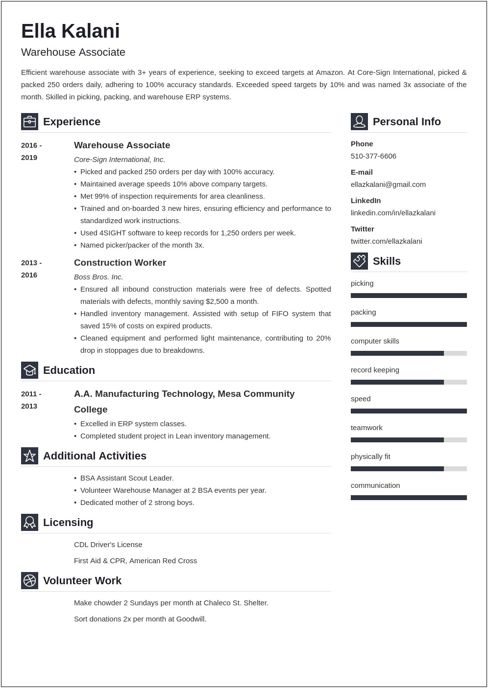 Resume Template With Multiple Position At Same Company