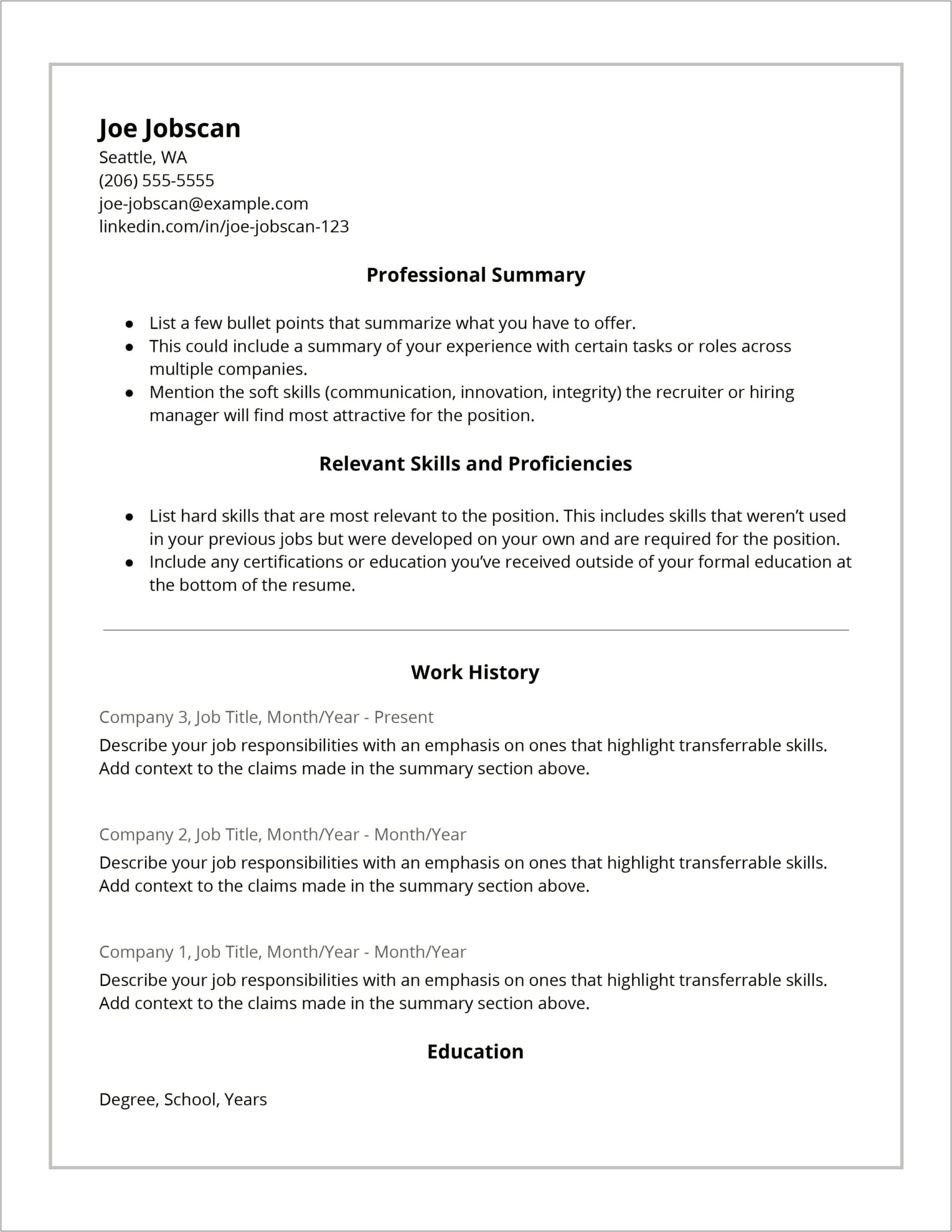 Resume Template With Multiple Positions In One Company