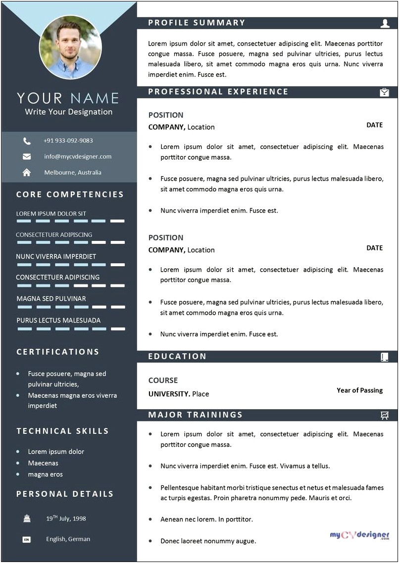 Resume Template With Photo Insert Free