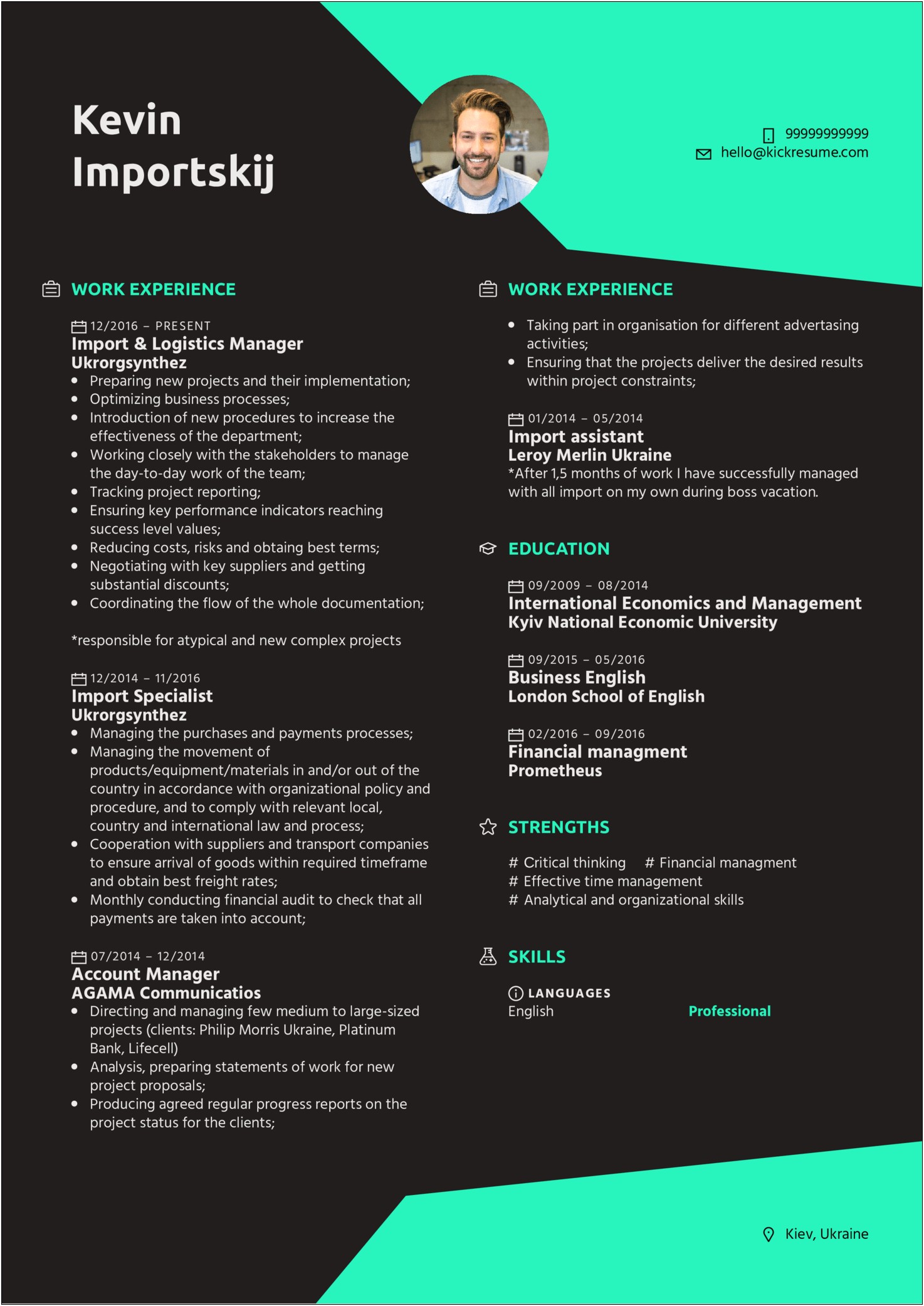 Resume Template With Qualifictions Statemnt And Photo